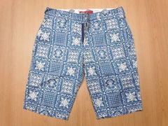 q285★ディッキーズ★青紺系 バンダナ柄 ショーツ S★ショートパンツ クッキー柄