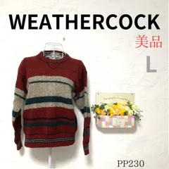 美品 ★WEATHERCOCK ウェザーコック★ M相当 メンズ セーター 毛100％ ニット 赤 ワインレッド 刺繍 ロゴ ゴルフ カジュアル トラッド 綺麗め ナイガイ ベーシック 秋 冬 トップス 暖かい 定番 人気 希少カラー 古着 ヴィンテージのサムネイル