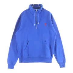 AMI Alexandre Mattiussi (アミアレクサンドルマテュッシ) Ami De Coeur Zipped Sweatshirt ハートロゴ刺繍 ハーフジップ ハイネックスウェットトレーナー ブルー A21HJ009.730のサムネイル