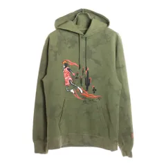 NIKE (ナイキ) ×TRAVIS SCOTT M J NRG TS WASH SUEDE PO トラヴィススコット スウェード刺繍プルオーバーパーカー カーキ CN3422-222