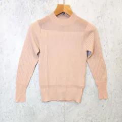 earth music&ecology アースミュージックアンドエコロジー セーター ニット 部分シアー プルオーバー リブ ピンク Fサイズ 〇□