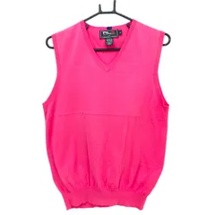 【美品】RLXラルフローレン ニットベスト ピンク 薄手 Vネック メンズ M ゴルフウェア Ralph Lauren