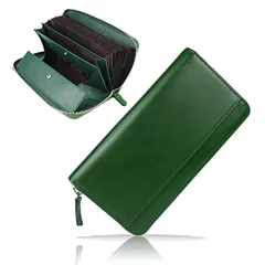 【新品】財布 メンズ 長財布 栃木レザー 本革 さいふ YKKファスナー 25枚カード収納可能 カードケース 一流の財布職人が作る 男性 紳士 サイフ 財布 レディース20*10.8*2.5cm (グリーン) cb0cf69d
