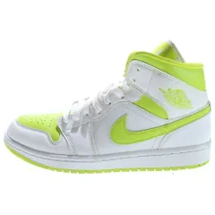NIKE (ナイキ) WMNS AIR JORDAN 1 MID WHITE LIME ウィメンズ エアジョーダン1 ライム ミッドカットスニーカー ホワイト/イエロー US9/26cm BQ6472-131
