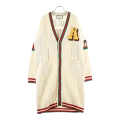 GUCCI (グッチ) Long Wool Knit Cardigan ロゴ刺繍 ロングウールニットカーディガン アイボリー 501427 X9N09のサムネイル