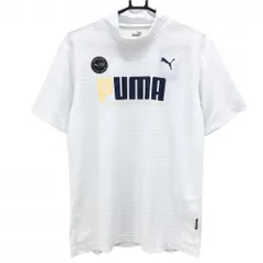 【新品】プーマ 半袖ハイネックシャツ 白×ライトグレー ボーダー DRYCELL メンズ L ゴルフウェア PUMA