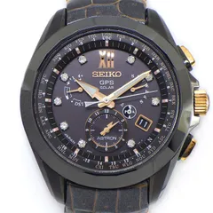 セイコー SEIKO 腕時計 アストロン SBXB083 1500本限定モデル デイト ワールドタイム表示 セラミック チタン ダイヤインデックス ダークブラウン文字盤 クロコダイルレザーベルト SS GPSソーラー 【中古】