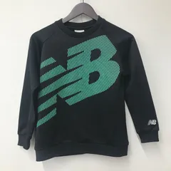 N3019 【140ｃｍ キッズ】New Balance ニューバランス トレーナー ブラック/グリーン ジュニア 長袖 スウェット ポリエステル ロゴのサムネイル