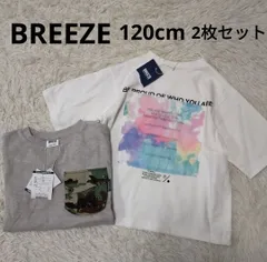 BREEZE 120cm 男の子 半袖 Tシャツ 新品 未使用 グレー 白 おしゃれ プリント 半袖シャツ キッズ ブリーズ 2枚セット
