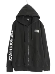 ノースフェイス フルジップ プリント スウェット スエット フード パーカー メンズ L / アウトドア トレーナー 裏起毛 袖プリント ブラック