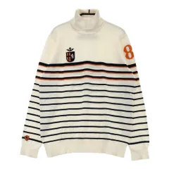 サイズ：2 PEARLY GATES パーリーゲイツ  タートルネック ニットセーター ボーダー柄 ホワイト系 [240101645317] ゴルフウェア レディース ストスト