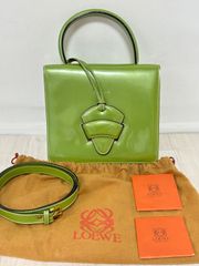 LOEWE オリーブグリーン レザー ハンドバッグ - メルカリ