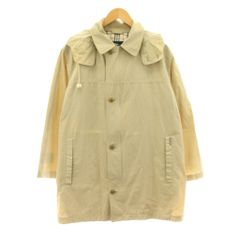 バーバリー ロンドン BURBERRY LONDON ステンカラーコート ミドル丈 フード 裏地ノバチェック ジップアップ ナイロン S ベージュ BBN32-203-42 /KU ■ECE003