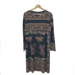 LEONARD FASHION 長袖ワンピース 花柄ダブルトリム ウールシルク