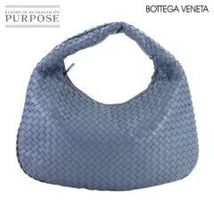 新品同様 ボッテガ ヴェネタ BOTTEGA VENETA イントレチャート ワンショルダー バッグ レザー ブルー ガンメタ 金具 Shoulder Bag 90316552