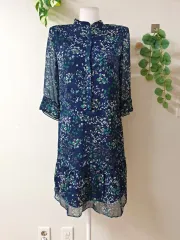 イッミシャ IM シャーリングフラワー ワンピース ミディ丈 55 ネイビー