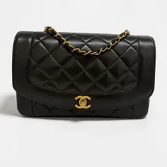 【最終】CHANEL シャネル ダイアナフラップ25 マトラッセ ラムスキン ブラック ゴールド金具 3番台 ヴィンテージ チェーンショルダーバッグ 人気