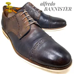 alfredo BANNISTER アルフレッドバニスター 内羽根式ストレートチップ グレー×ブラウン 25.5cm　革靴 ビジネスシューズ ドレス カジュアル 本革 本皮 メンズのサムネイル