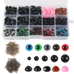 【新着商品】人形眼 人形目 ドールメイキング 目玉 動物鼻 テディベア DIY アイ 縫製 ぬいぐるみ クラフト 人形 手芸パーツ 動物 手作り ぬいぐるみ目 (さし目10種類 さし目 さし鼻5種類 CINECE 560枚入り)