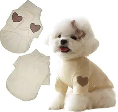 §Ｂｇ３ トイプードル 服 ドック服 フレンチブルドッグ チワワ服 ダックスフンド 秋冬 犬の服小型犬 おしゃれ 犬服 ハート (オフホワイト,  M)