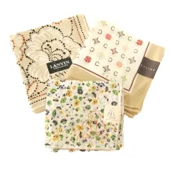 セリーヌ CELINE ランバン 他 ハンカチ 3点セット 総柄 花柄 ロゴ ベージュ系