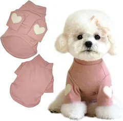 §Ｂｇ３ トイプードル 服 ドック服 フレンチブルドッグ チワワ服 ダックスフンド 秋冬 犬の服小型犬 おしゃれ 犬服 ハート (ピンク,  XS)