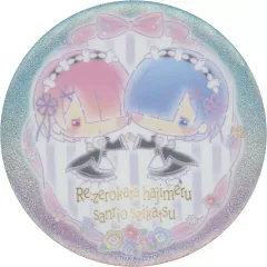 【中古】バッジ・ピンズ ラム＆レム(向い合せ) BIGグリッター缶バッジ 「Re：ゼロから始めるサンリオ生活」