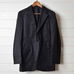 黒地xピンストライプ柄ポールスミス コレクション2ボタンブレザー(XL 