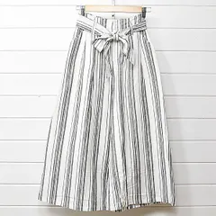 フリークスストア ストライプ リボン ワイドパンツ S ホワイト グレー FREAK'S STORE｜21k2309