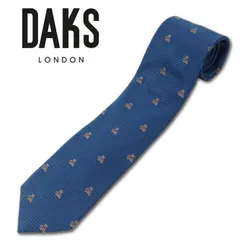 訳あり品 ダックス DAKS シルク ベアー刺繍 ネクタイ ブルー系 青 メンズ 日本製 ストライプのサムネイル