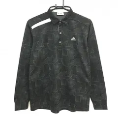 【超美品】アディダス 長袖ポロシャツ 黒×グレー 総柄 肩ロゴライン  メンズ M/M ゴルフウェア adidas