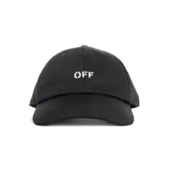 オフホワイト ロゴ 刺繍 ベースボール キャップ 帽子 (ブラック)