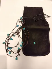 M4　チャンルー　CHAN LUU　ネックレス　ロング　保存袋付　ターコイズ　レザー紐　トルコ石　ロング