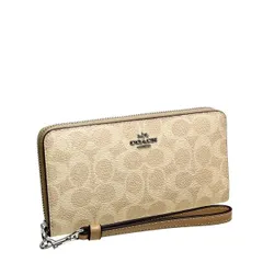 コーチ 財布 レディース COACH 長財布 シグネチャー ロング ジップ アラウンド ウォレット CW778 SVPWH サンド×トープ