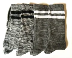 年間定番メンズソックス綿100％Wサポート靴下 4足組★口ゴム2本ライン★