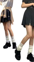 §Ｂｇ３ Bg3 ルーズソックス 黒 白 レッグウォーマー レディース 冷え対策 レッグカバー (ホワイト,  F)のサムネイル