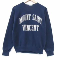 L/古着 長袖 スウェット メンズ 90年代 90s VINCENT クルーネック USA製 薄紺 26feb02