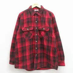 XL/古着 長袖 ヘビー フランネル シャツ メンズ 90年代 90s 大きいサイズ USA製 赤他 チェック 26feb02