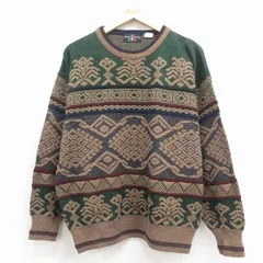 L/古着 長袖 セーター メンズ 90年代 90s クルーネック イタリア製 茶他 26feb02