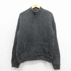 L/古着 エルエルビーン 長袖 フルジップ ニット カーディガン メンズ 00年代 00s 無地 ウール グレー 26feb02