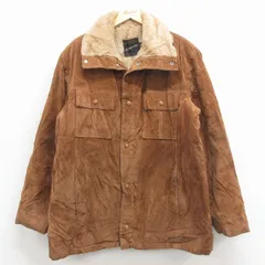 XL/古着 JCペニー 長袖 ジャケット コート メンズ 80年代 80s 大きいサイズ ロング丈 茶 内側ボア 26feb02