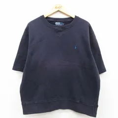 XL/古着 ラルフローレン 半袖 ブランド スウェット メンズ 90年代 90s ワンポイントロゴ 大きいサイズ クルーネック 濃紺【spe】26feb03