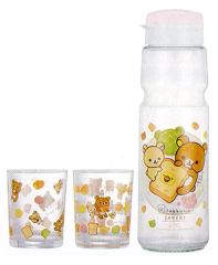 [중고] 식기 기타 (캐릭터) 핑크 보리 차 냄비 & 유리 세트 리락쿠마베카리 테마 [리락쿠마]