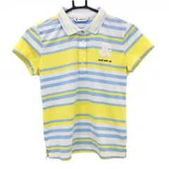 アンパスィ 半袖ポロシャツ 白×イエロー×ライトブルー ボーダー  レディース M ゴルフウェア and per se