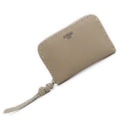 フェンディ 8M0313 セレリア ピーカブー ジップアラウンド財布 ミニ ウォレット カーフスキン ベージュ コインケース 小銭入れ レザー シルバー金具 箱付 FENDI（美品）