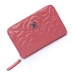 シャネル A82551 ココマーク カメリア エンボス ラムスキン ピンク コインケース 小銭入れ 財布 レザー シルバー金具 箱付 CHANEL（新品・未使用品）