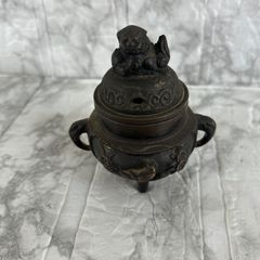 銅製 獅子香炉 三足香炉 香道具 古美術 アンティーク 送料無料 - メルカリ