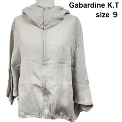 ギャバジンケーティーGabardine K.T フーデットブルゾン メッシュ編み ドルマンスリーブ ジップアップパーカー グレー 9 レディース S6C358