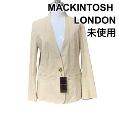 ◇ 未使用 マッキントッシュロンドン MACKINTOSH ジャケット 長袖 深Vネック ノーカラー アイボリー 綿 麻 38 M 9号 レディース Z6B224