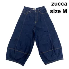 ◇ ズッカ zucca デニムワイドパンツ バルーンジーンズ ステッチワーク インディゴブルー 綿混 コットン混 M 9号 レディース S6C333